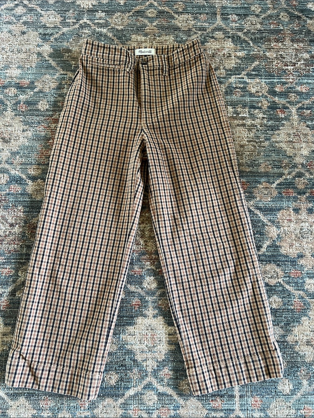 Madewell slim Emmett wide leg crop plaid pants 26